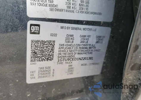 1GTU9CED1NZ201381